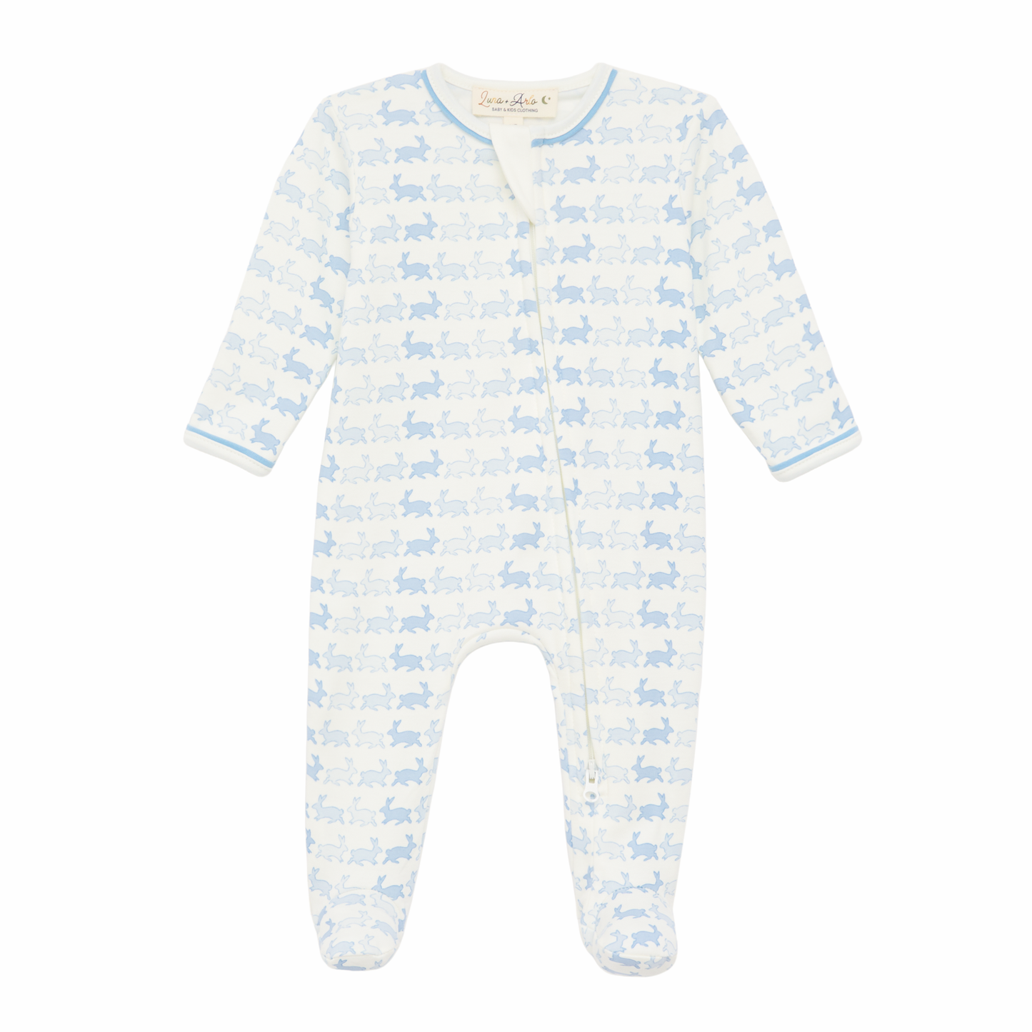 Magnolia Baby Bunny Hop Zip Footie - Sky