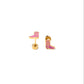 Pip Pop Post Cowboy Boot Stud Earrings - Hypoallergenic, Flat Back, Girl