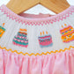 Ruth and Ralph Pink Birthday Cakes Smocked Birdie Bubble