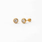 Pip Pop Post Round Diamond Long Post Stud - Hypoallergenic, Flat Back