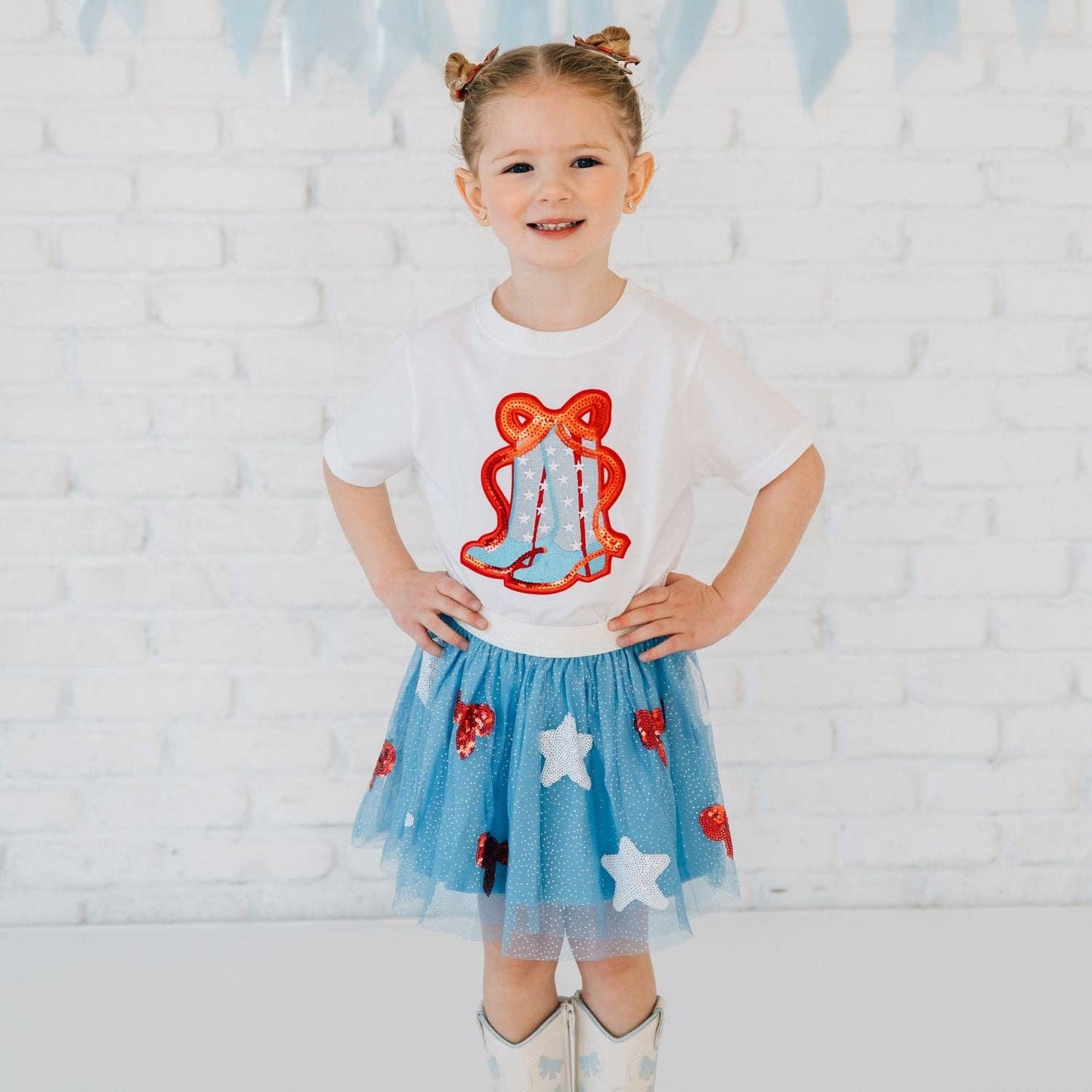 Red Glitter Bow Clip Set - Fourth of July - Kids Hair