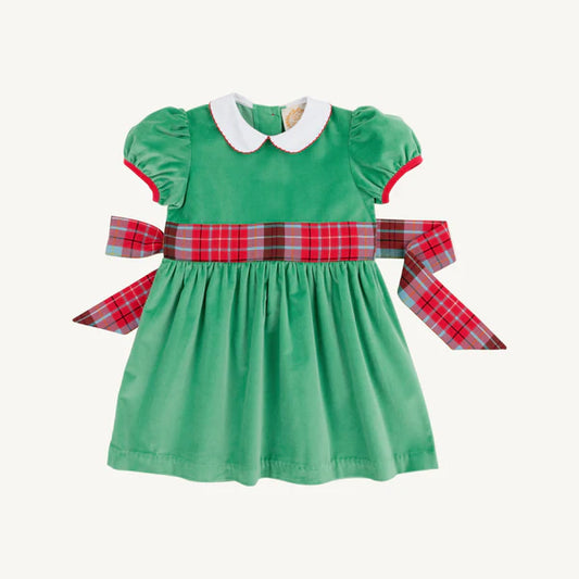 Beaufort Bonnet Cindy Lou Sash Dress Kiawah Kelly Green with Worth Avenue White & Wilson Pier Plaid