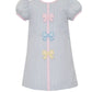 Claire and Charlie Pastel Bows Light Blue Seersucker Dress