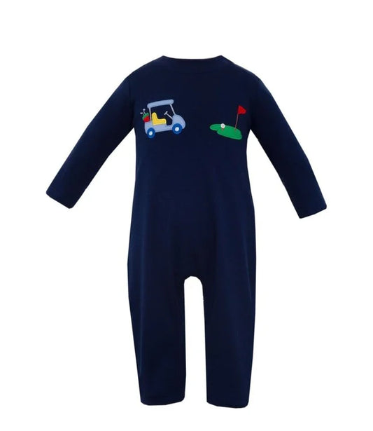 Claire and Charlie Navy Blue Knit Golf Long Romper