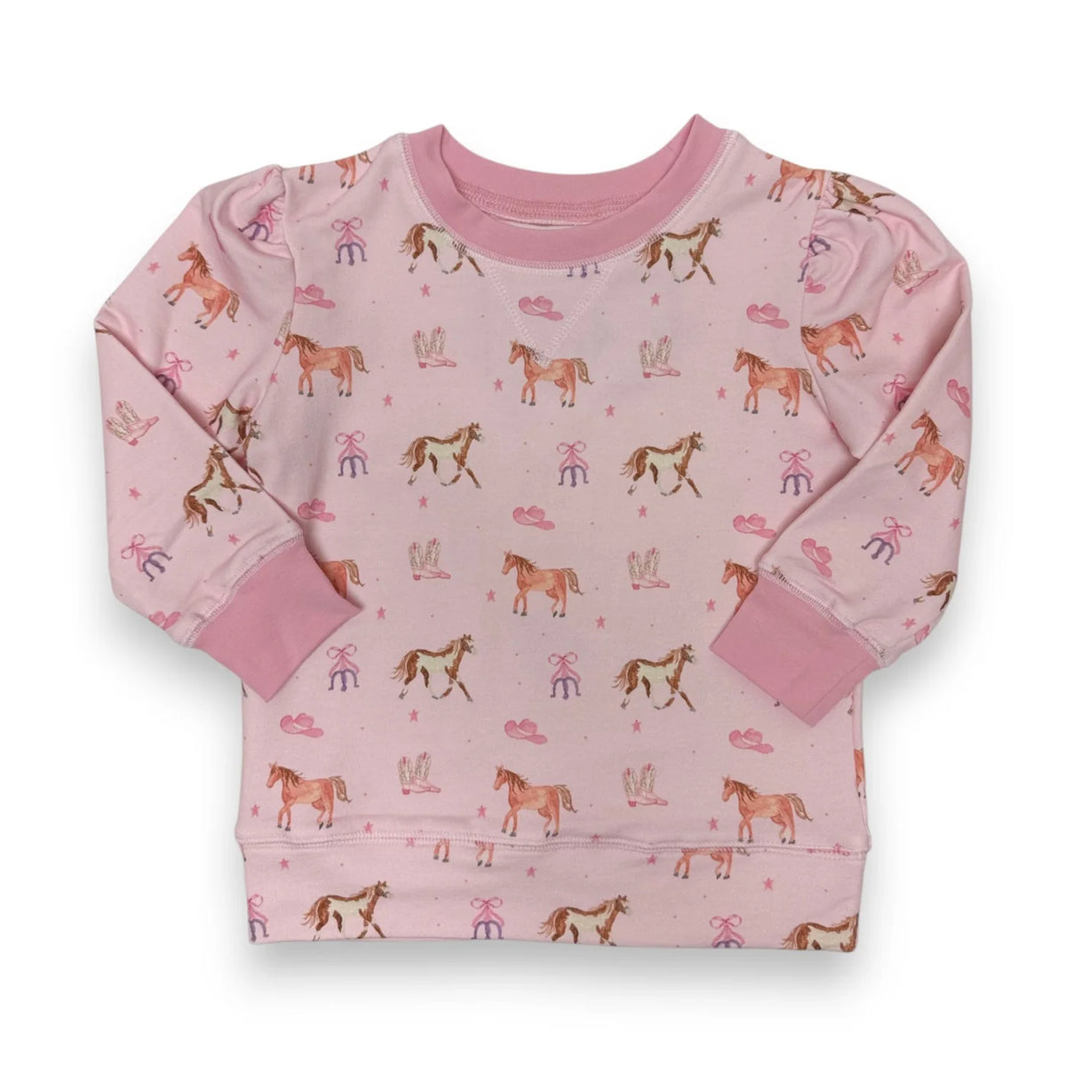 Three Little Ducks Polly Puff Sleeve Crewneck--Sweetwater Stables