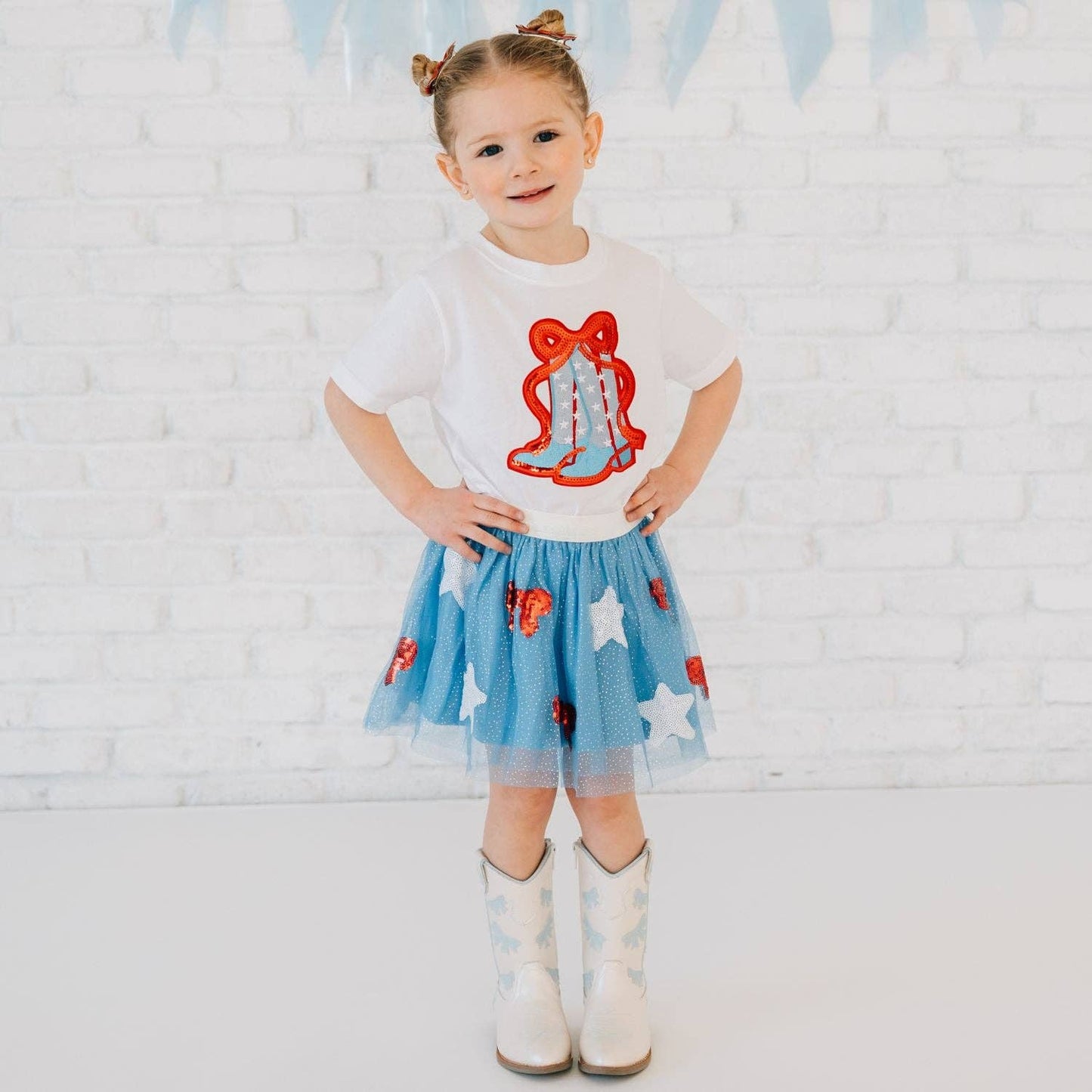 Red Glitter Bow Clip Set - Fourth of July - Kids Hair