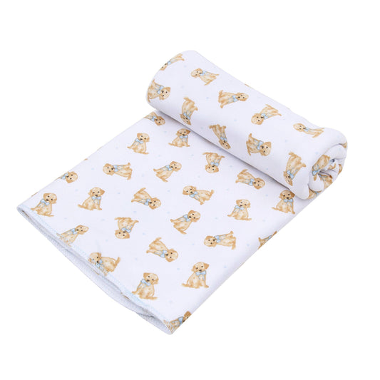 Magnolia Baby Sweet Golden Print Swaddle Blanket - Light Blue