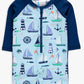 Rufflebutts RuggedButts Baby Boys Blue Sweet Sails Long Sleeve One Piece Rash Guard Swimsuit