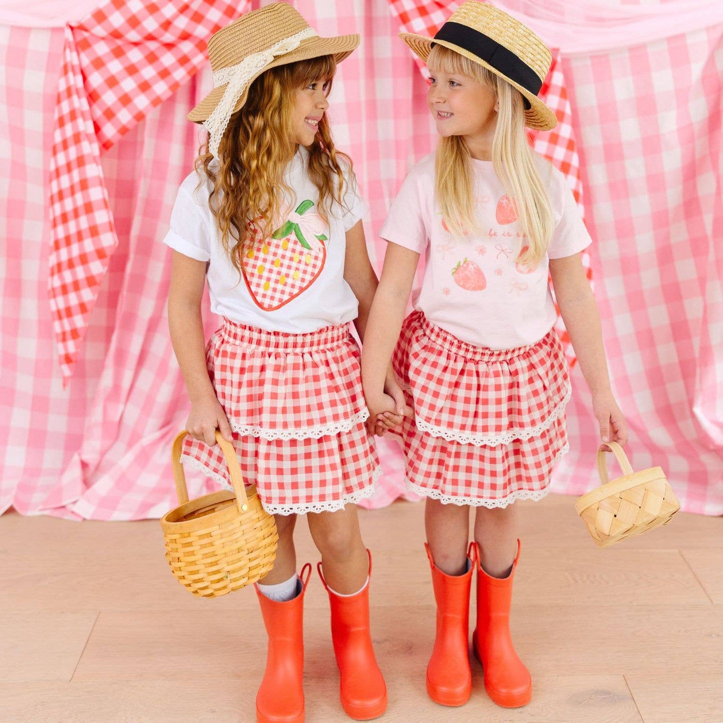 Sweet Wink Red Gingham Skort - Kids Clothing--Patriotic--Fourth of July
