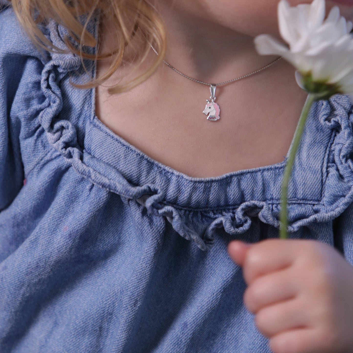 Sterling Silver Girls Stardust Unicorn Necklace for Kids