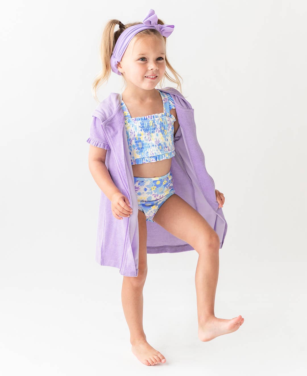 Rufflebutts Girls Lavender Terry Full-Zip Cover Up