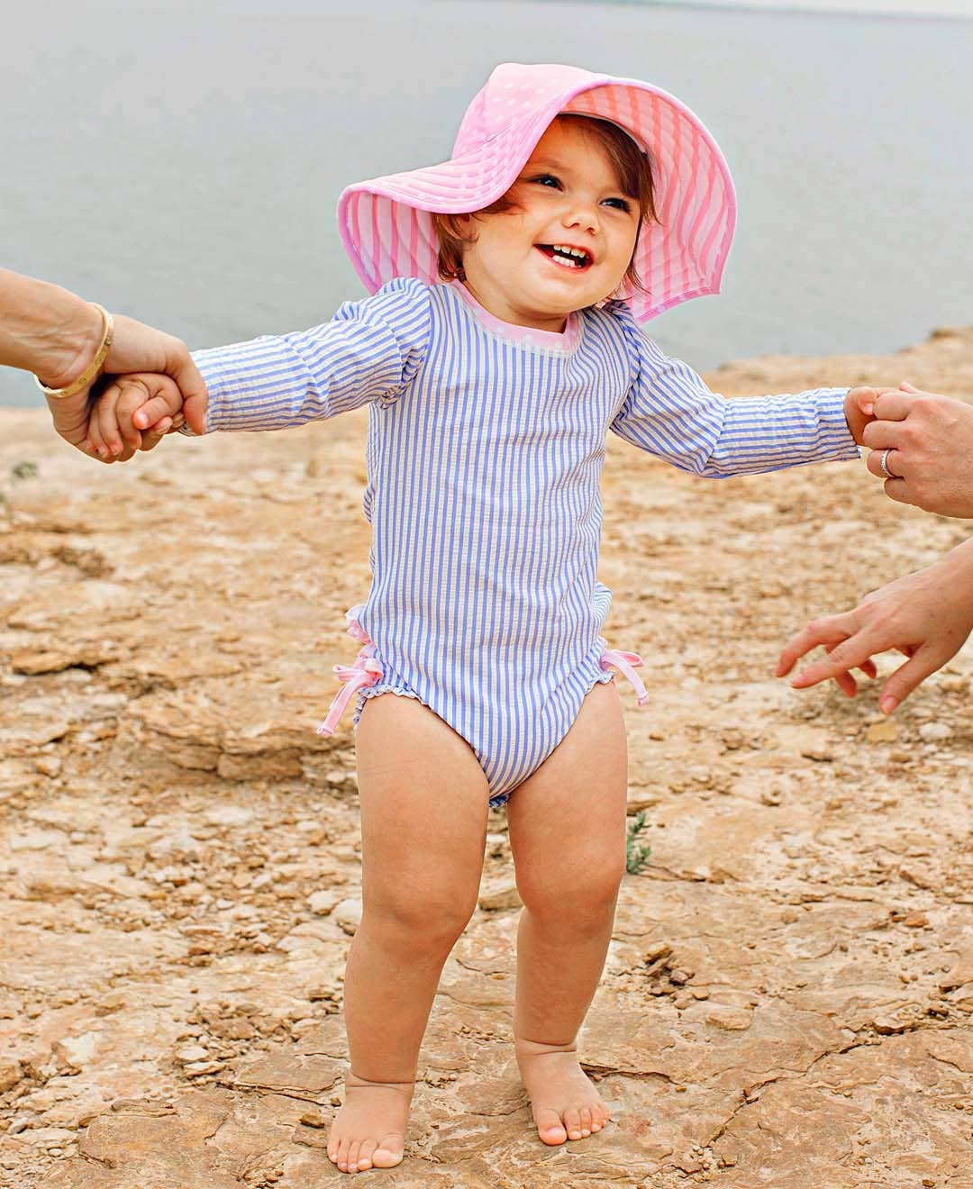 Rufflebutts Girls Pink Polka Dot Swim Hat