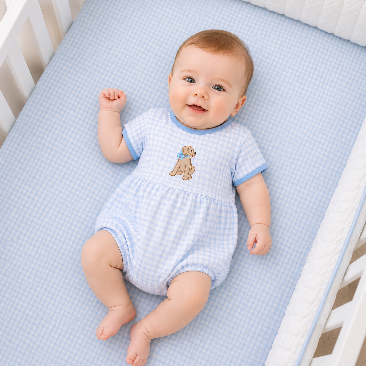 Magnolia Baby Puppy Playtime Applique Bubble - Light Blue