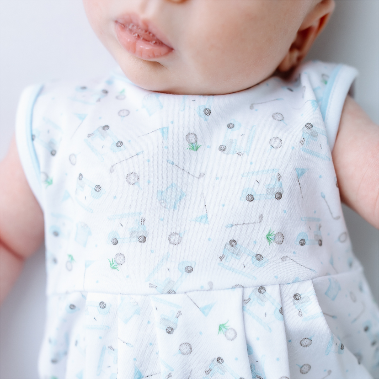Magnolia Baby Little Golfer Print Bubble - Light Blue