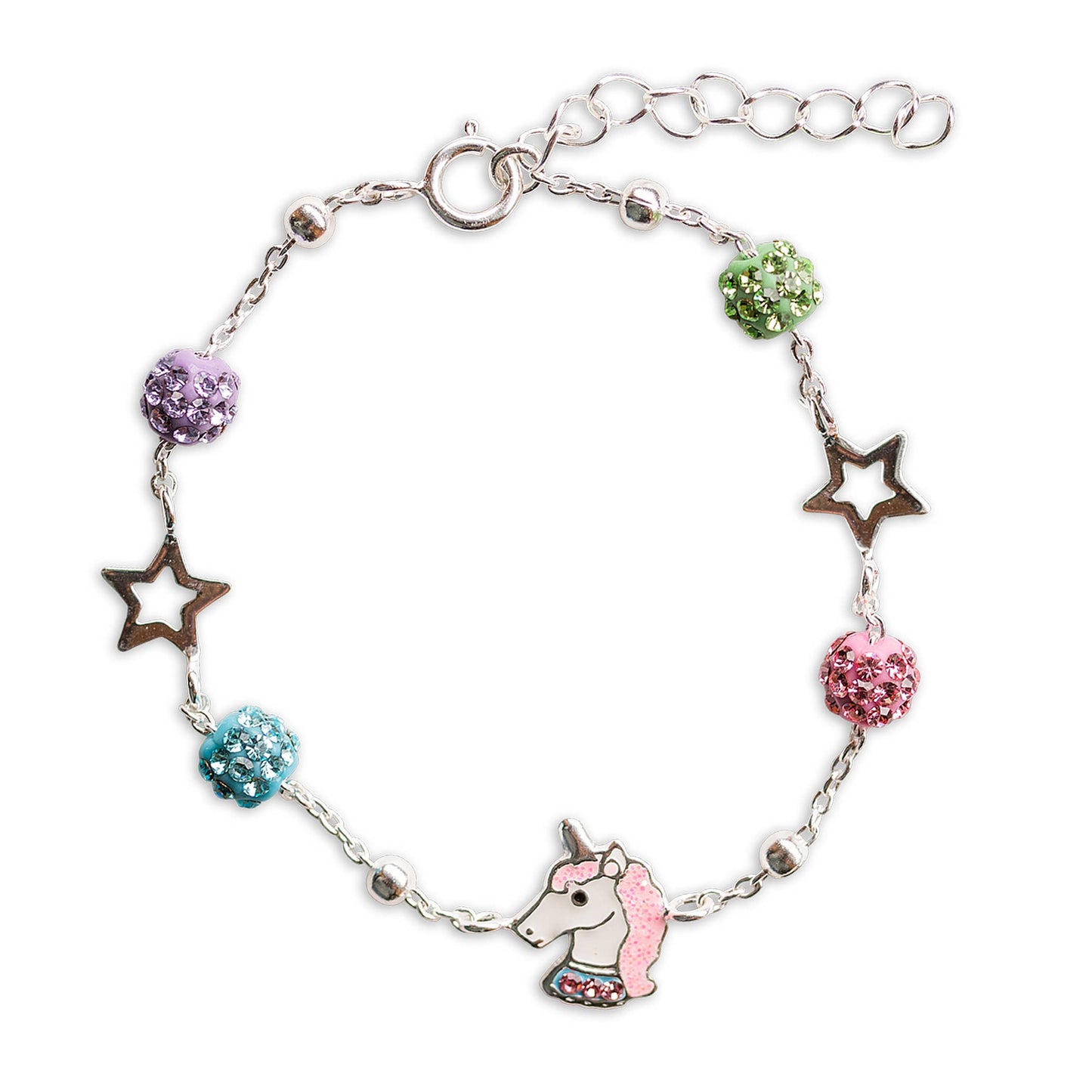Sterling Silver Rainbow Unicorn Bracelet for Kids (Stardust)