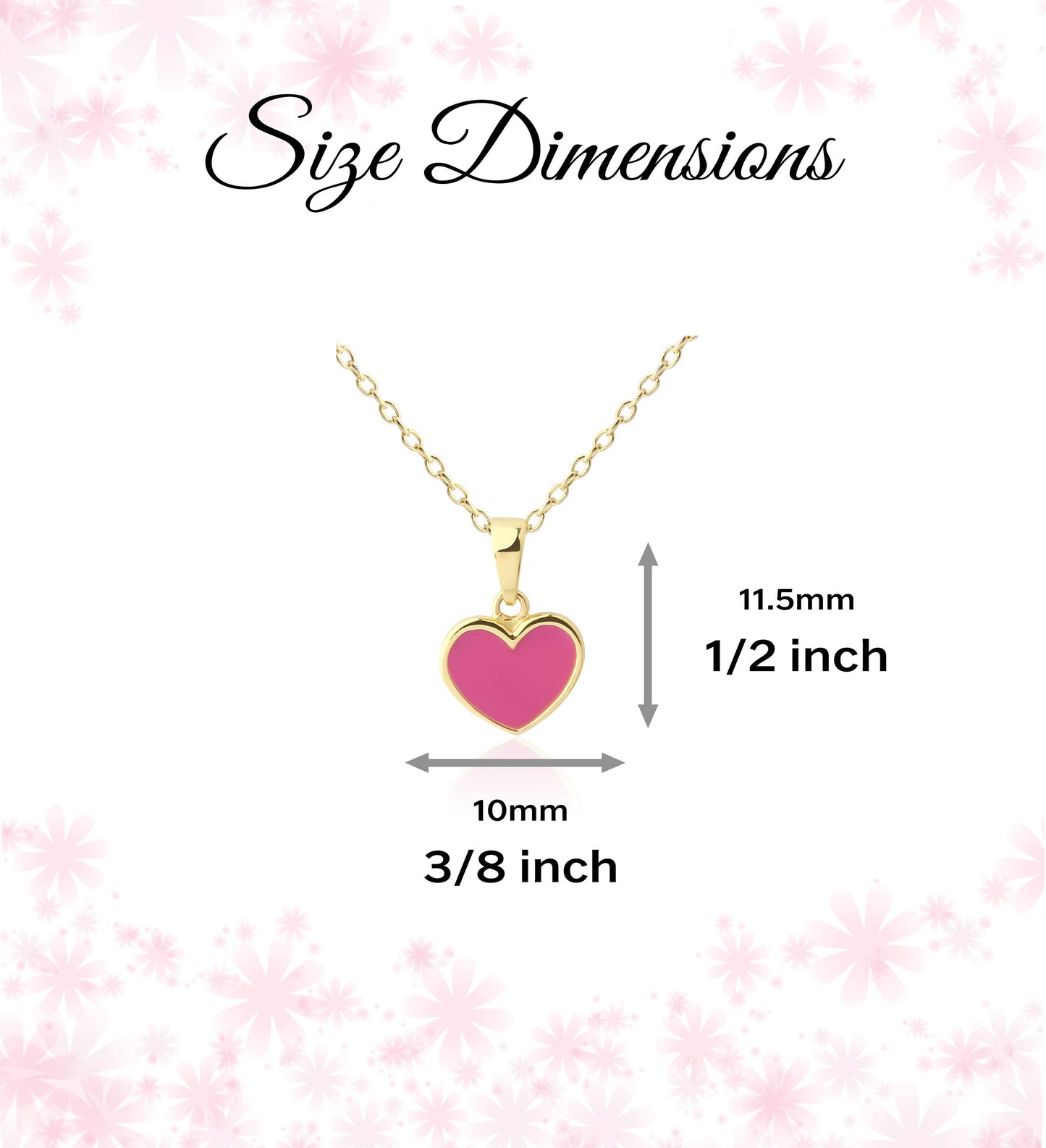 Children's 14K Gold-Plated Fuchia Pink Heart Necklace, Kids