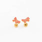 Pip Pop Post Striped Bow Stud Earrings - Hypoallergenic, Flat Back, Girl