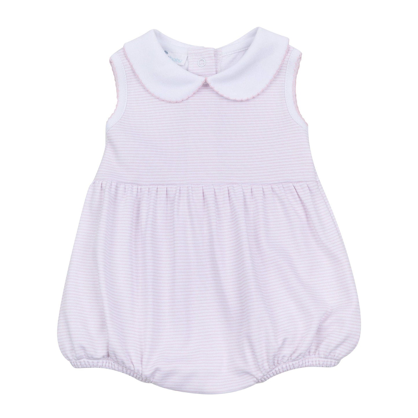 Magnolia Baby Mini Stripes Collared Sleeveless Bubble - Pink