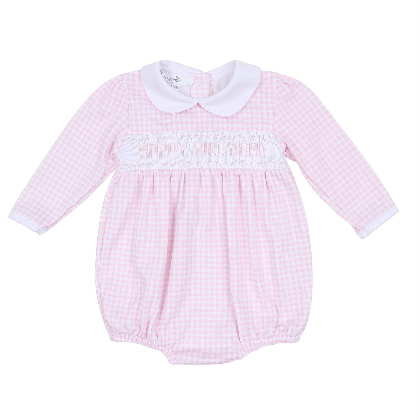 Magnolia Baby Birthday Classics Smocked Long Sleeve Bubble - Pink