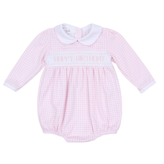 Magnolia Baby Birthday Classics Smocked Long Sleeve Bubble - Pink