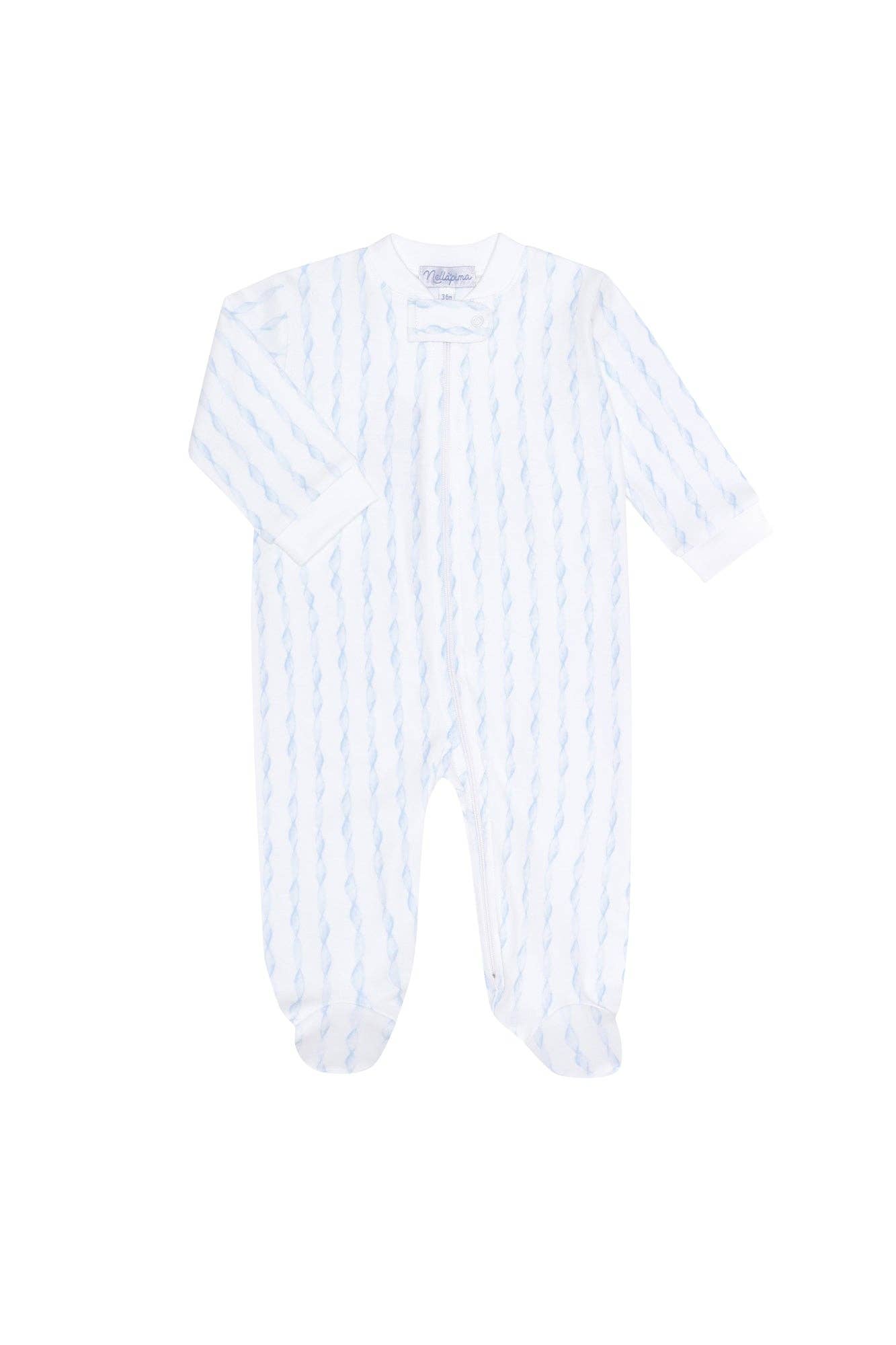 Nellapima Blue Twirls Zipper Footie