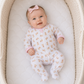 Magnolia Baby Sweet Golden Print Ruffle Zip Footie - Pink
