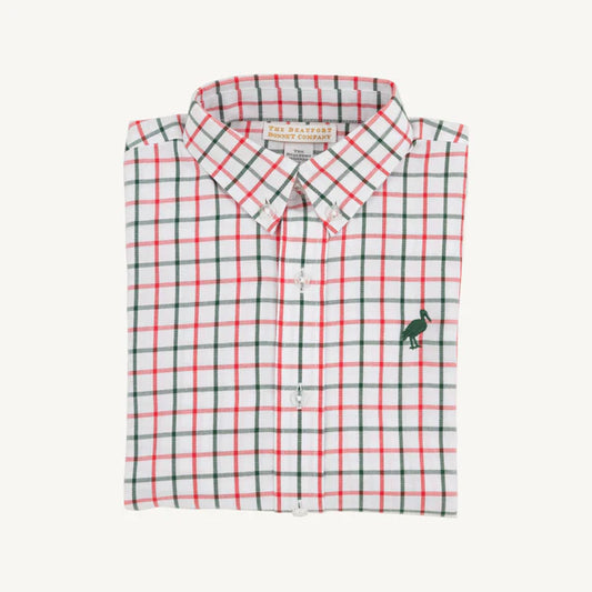 Beaufort Bonnet Dean's List Dress Shirt Old Town Tattersall with Grier Green Stork