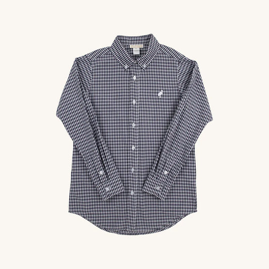 Beaufort Bonnet Dean's List Dress Shirt Navy Grove Gingham with Worth Avenue White Stork