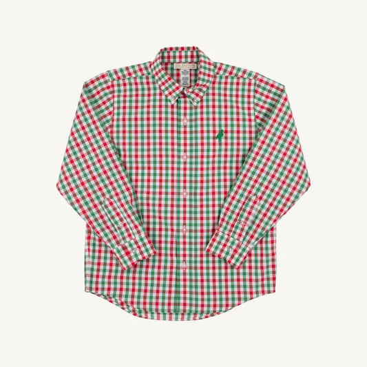 Beaufort Bonnet Dean's List Dress Shirt--Richmond Red and Kiawah Kelly Green Gingham