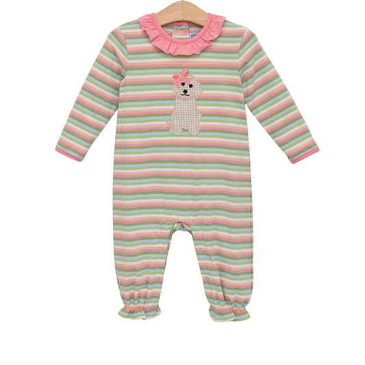 Trotter Street Puppy Ruffle Romper