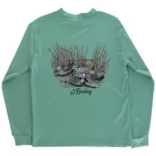 Bailey Boys L/S Performance Logo Tee, Decoy on Green