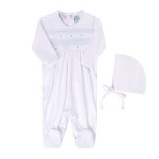 Feltman Brothers Baby Boy Smocked Bullion Romper with Hat