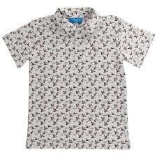 Bailey Boys S/S Performance Polo, Ducks on Tan