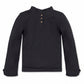 Hope and Henry Ruffle Trim Black Knit Top