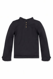 Hope and Henry Ruffle Trim Black Knit Top