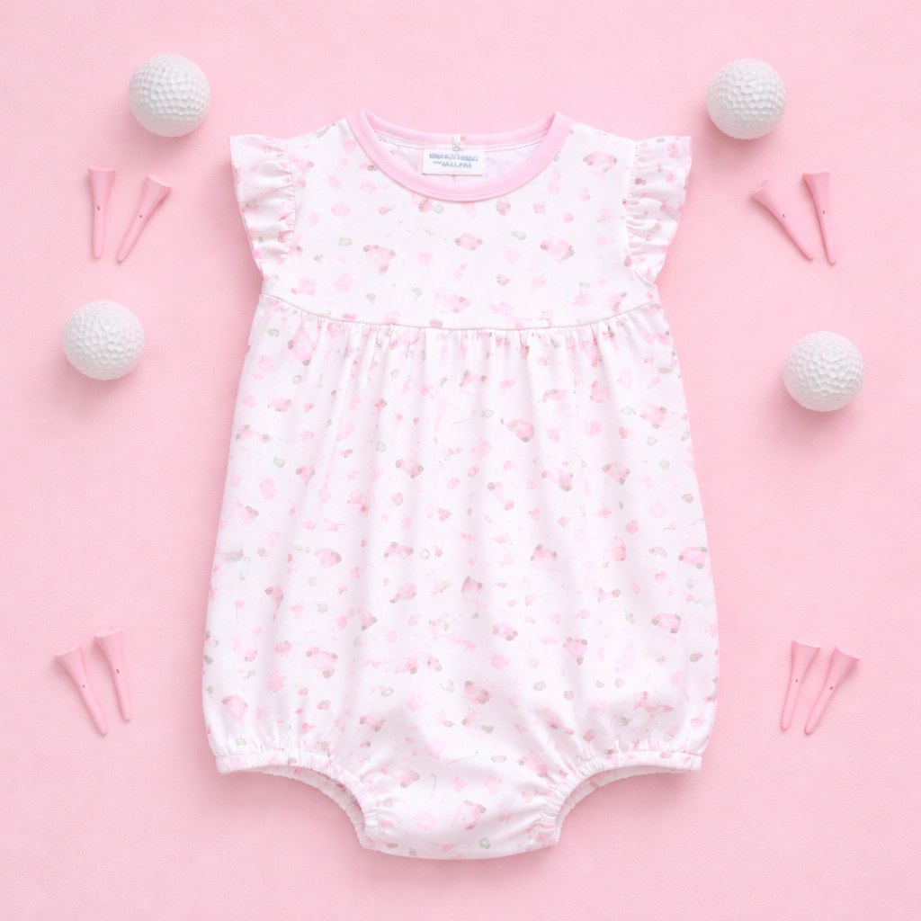 Magnolia Baby Little Golfer Print Bubble--Pink