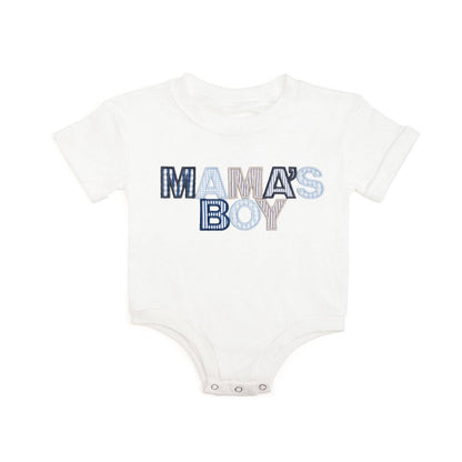 Sweet Wink Mama's Boy Patchwork Short Sleeve Romper - Mother's Day