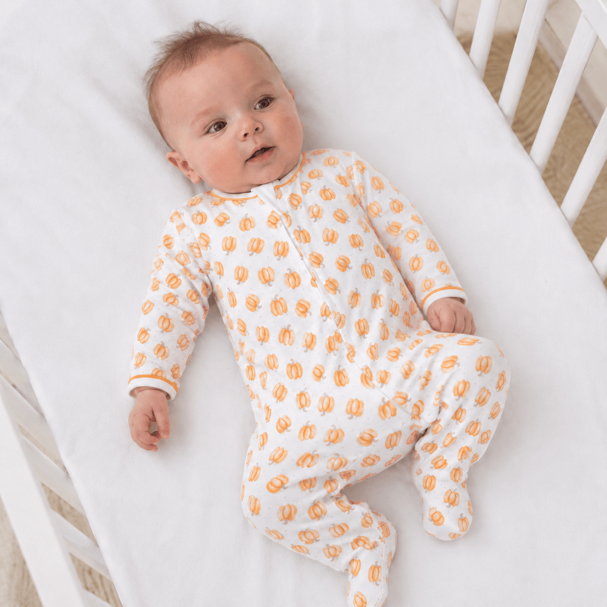 Magnolia Baby Baby Pumpkin Print Zip Footie