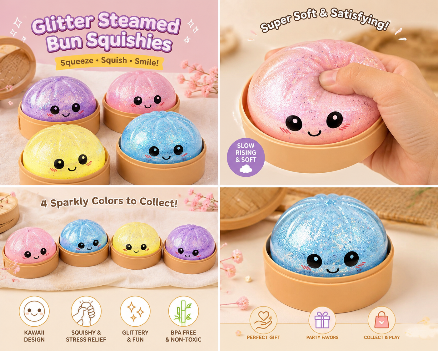 Glitter Squishy Dumpling Toy
