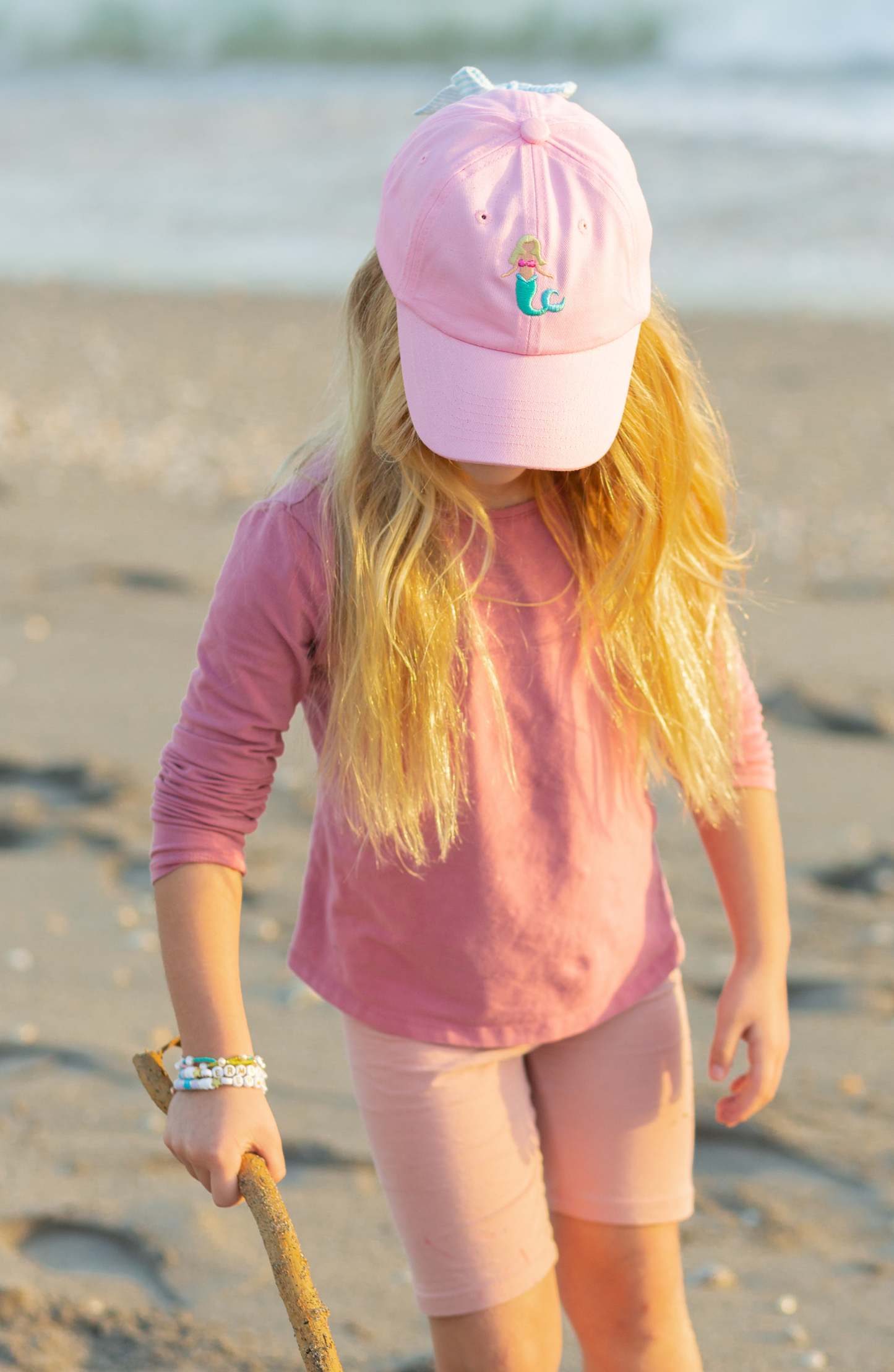 Bits and Bows Pink Mermaid Bow Baseball Hat