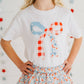 Sweet Wink Patchwork Bow Patch Short Sleeve T-Shirt - Fourth of July