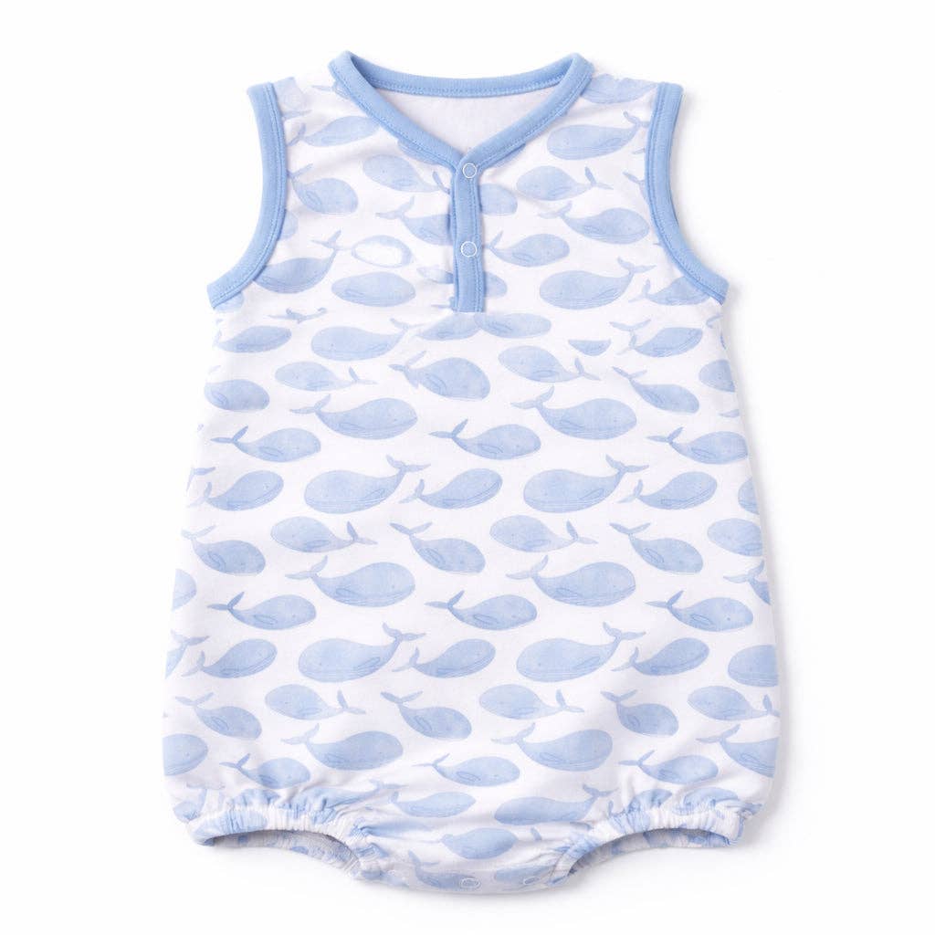 Magnolia Baby Azure Whales Print Bubble - Light Blue