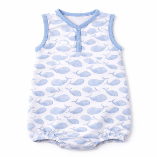 Magnolia Baby Azure Whales Print Bubble - Light Blue