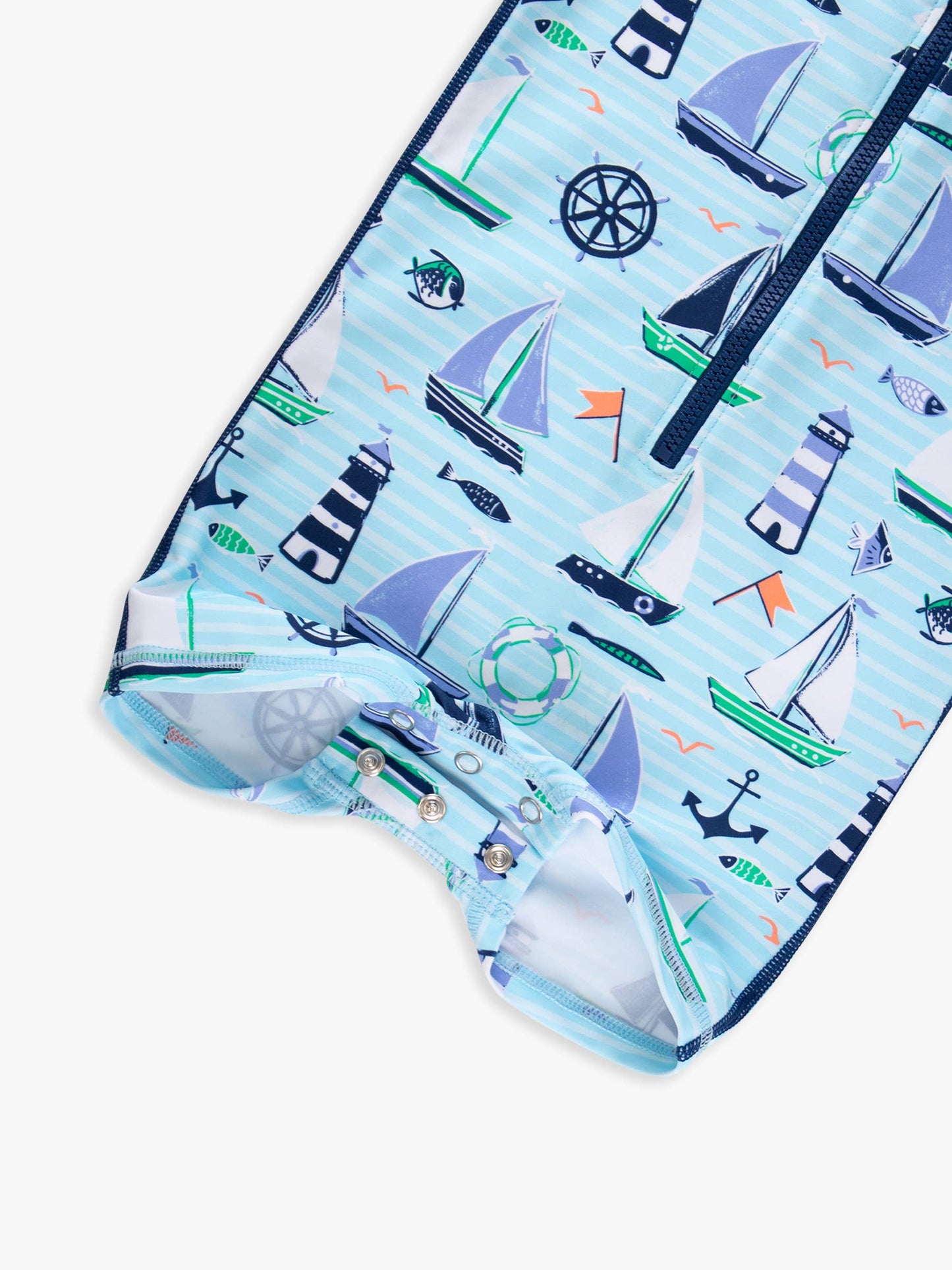 Rufflebutts RuggedButts Baby Boys Blue Sweet Sails Long Sleeve One Piece Rash Guard Swimsuit