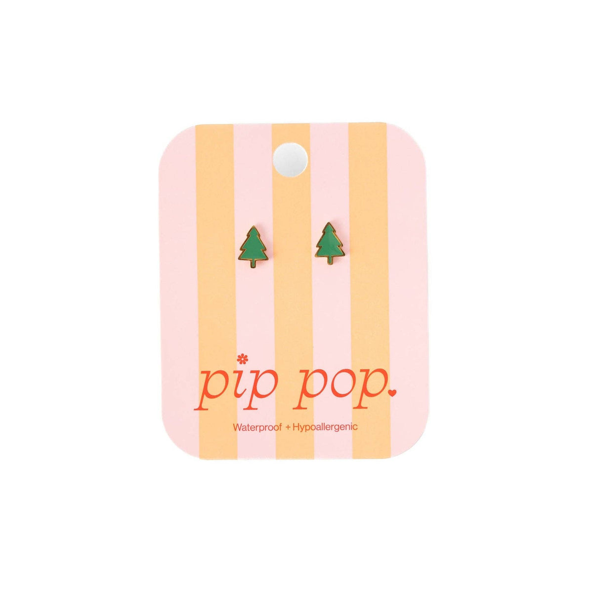 Pip Pop Post Christmas Tree Stud Earrings - Hypoallergenic, Flat Back,