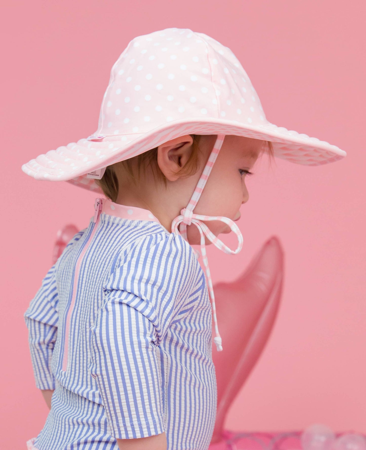 Rufflebutts Girls Pink Polka Dot Swim Hat