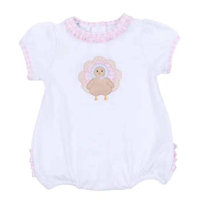 Magnolia Baby Pilgrim Pals Applique Ruffle Short Sleeve Bubble Pink