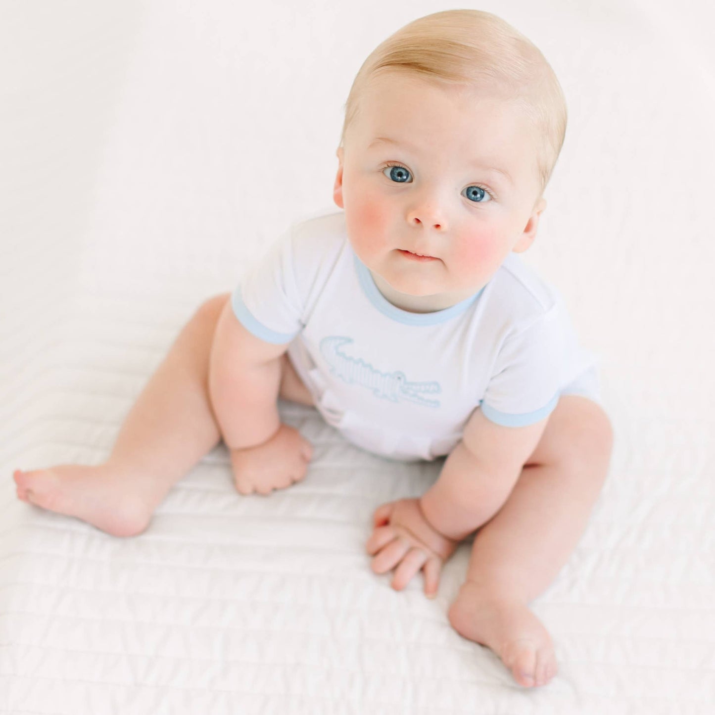 Magnolia Baby Gator Applique Bubble - Light Blue