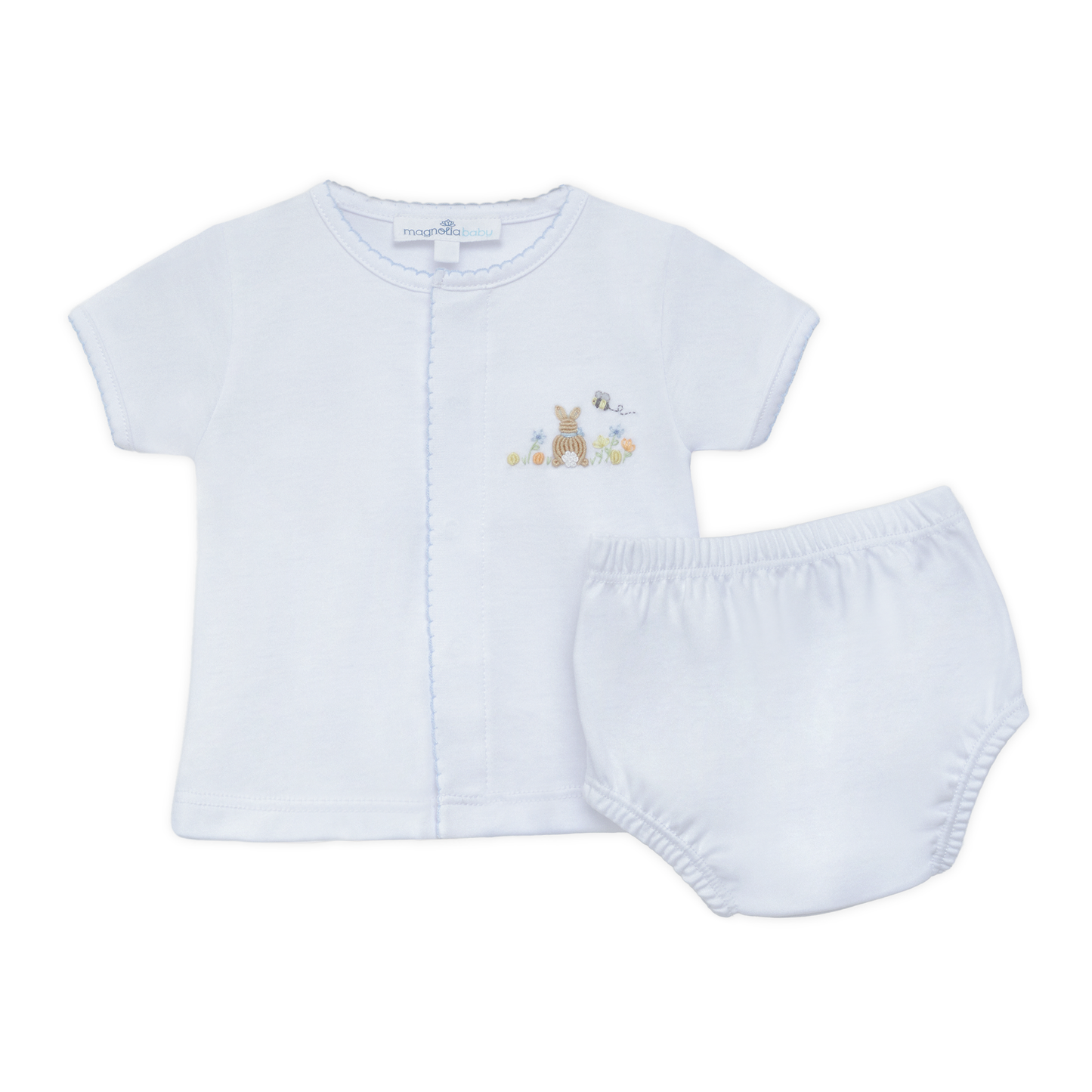 Magnolia Baby Bunny's Basket Diaper Cover Set - Light Blue