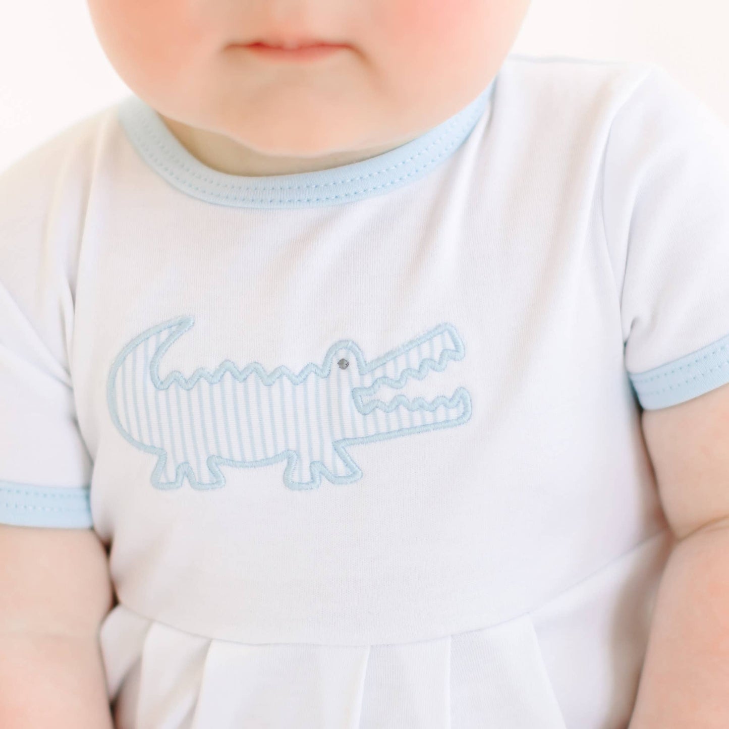 Magnolia Baby Gator Applique Bubble - Light Blue